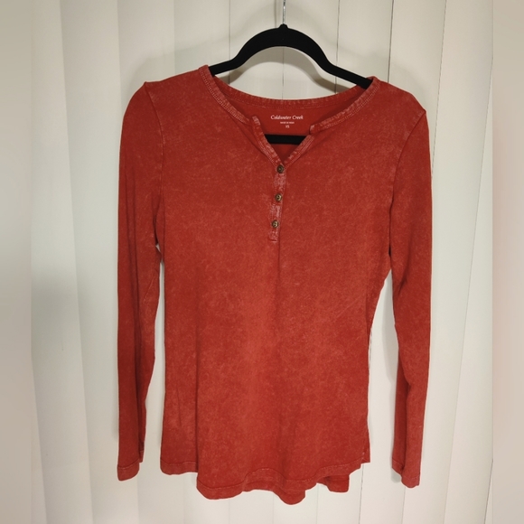 Coldwater Creek Tops - Coldwater Creek Red Vintage Wash Lightweight Long Sleeve Size XS